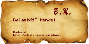 Balaskó Mendel névjegykártya
